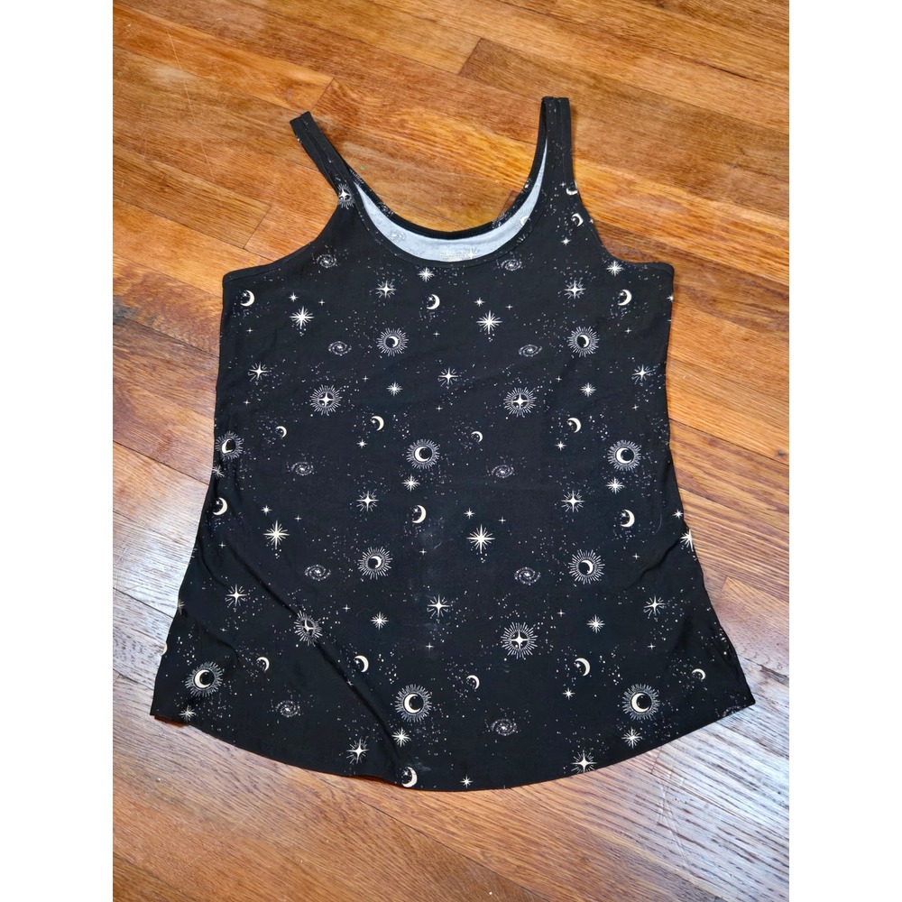 No Boundaries Celestial Sun Moon Star Print Tank Top Black XL 15-17